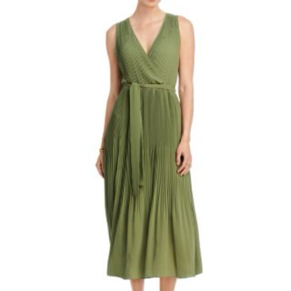 T Tahari Sage Green Pleated Dress